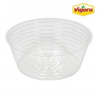 10.3 in. W x 10.3 in. H Clear Medium-Duty Deep Liner Plastic Plant Saucer | The Home Depot