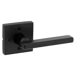 Kwikset Halifax Square Matte Black Privacy Bed/Bath Door Handle with Lock 730HFLSQT5146ALRCS | The Home Depot