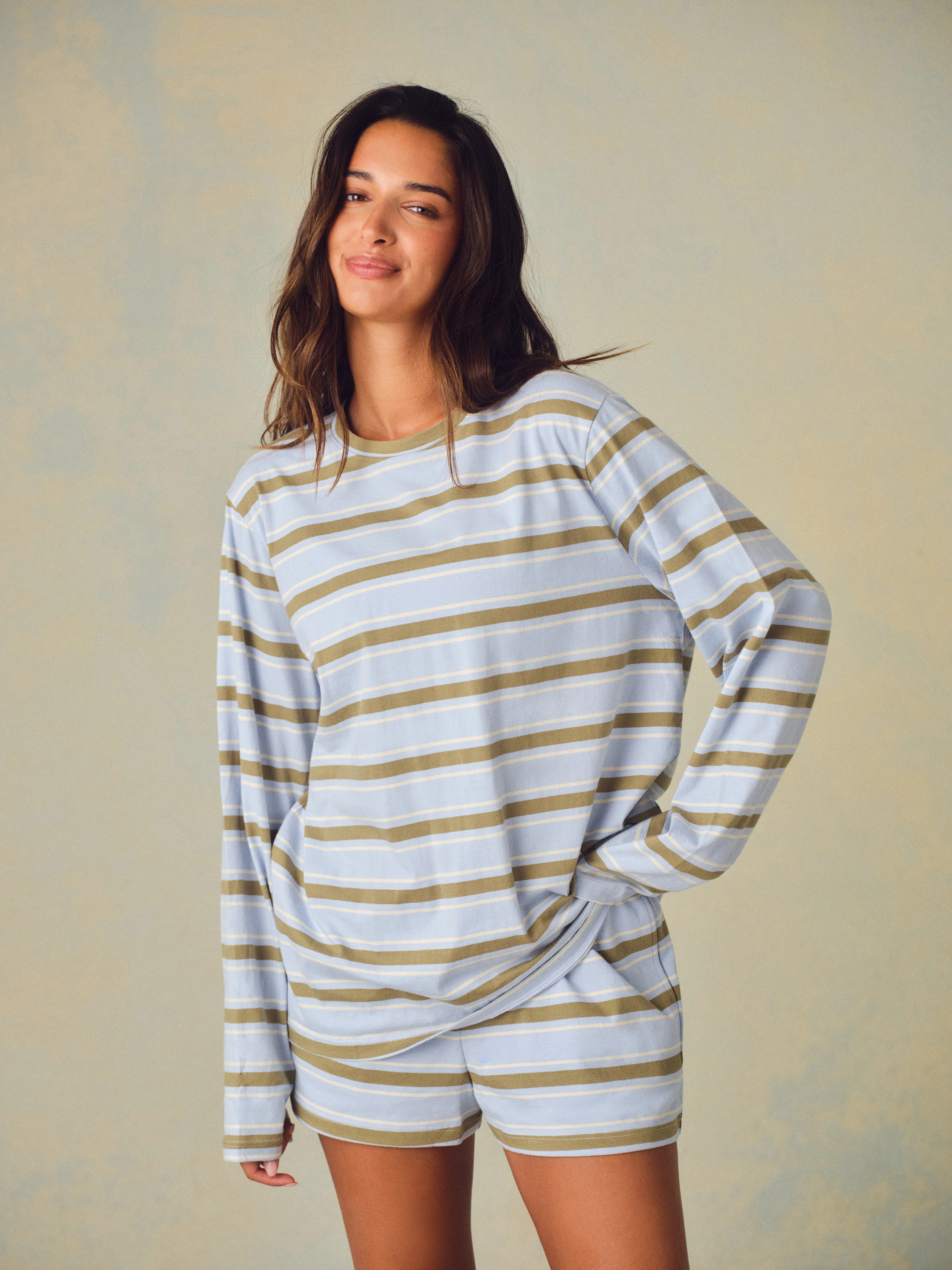 CLASSIC COTTON DAILY STRIPE LONG SLEEVE - PALMETTO | SET Active