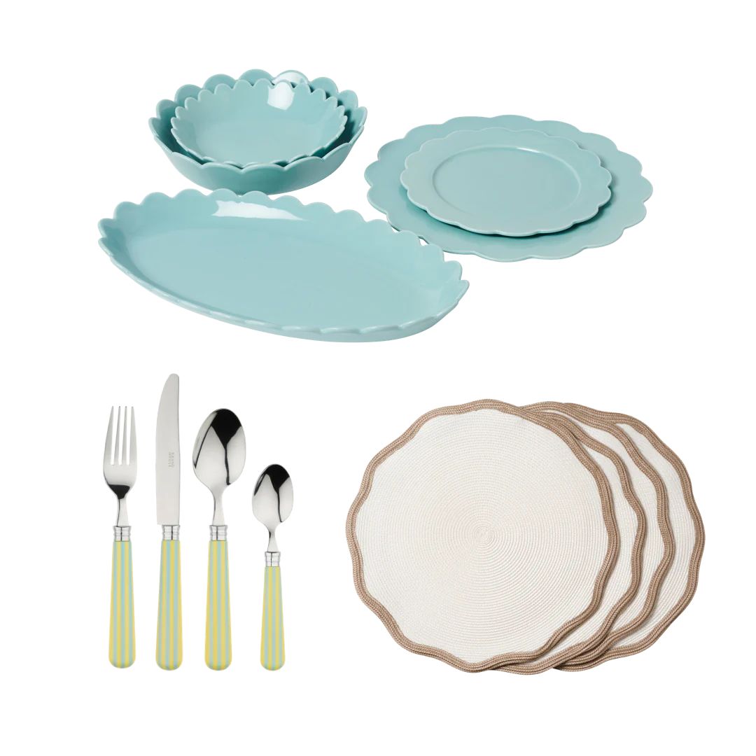 Duck Egg Blue Scallop and Cutlery / Placemat Set | In the Roundhouse