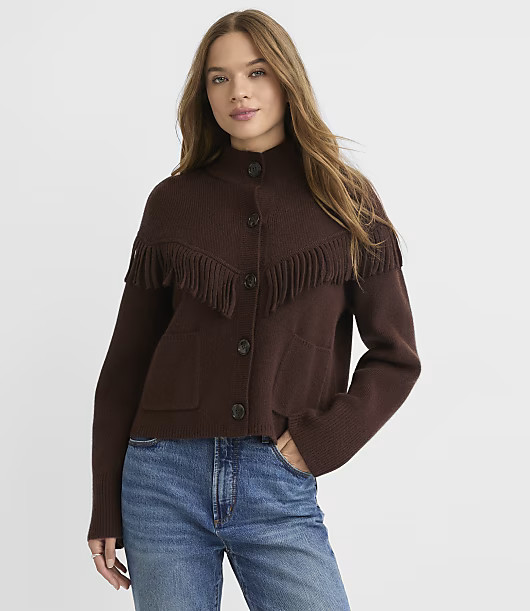Loft Fringe Sweater Jacket | LOFT