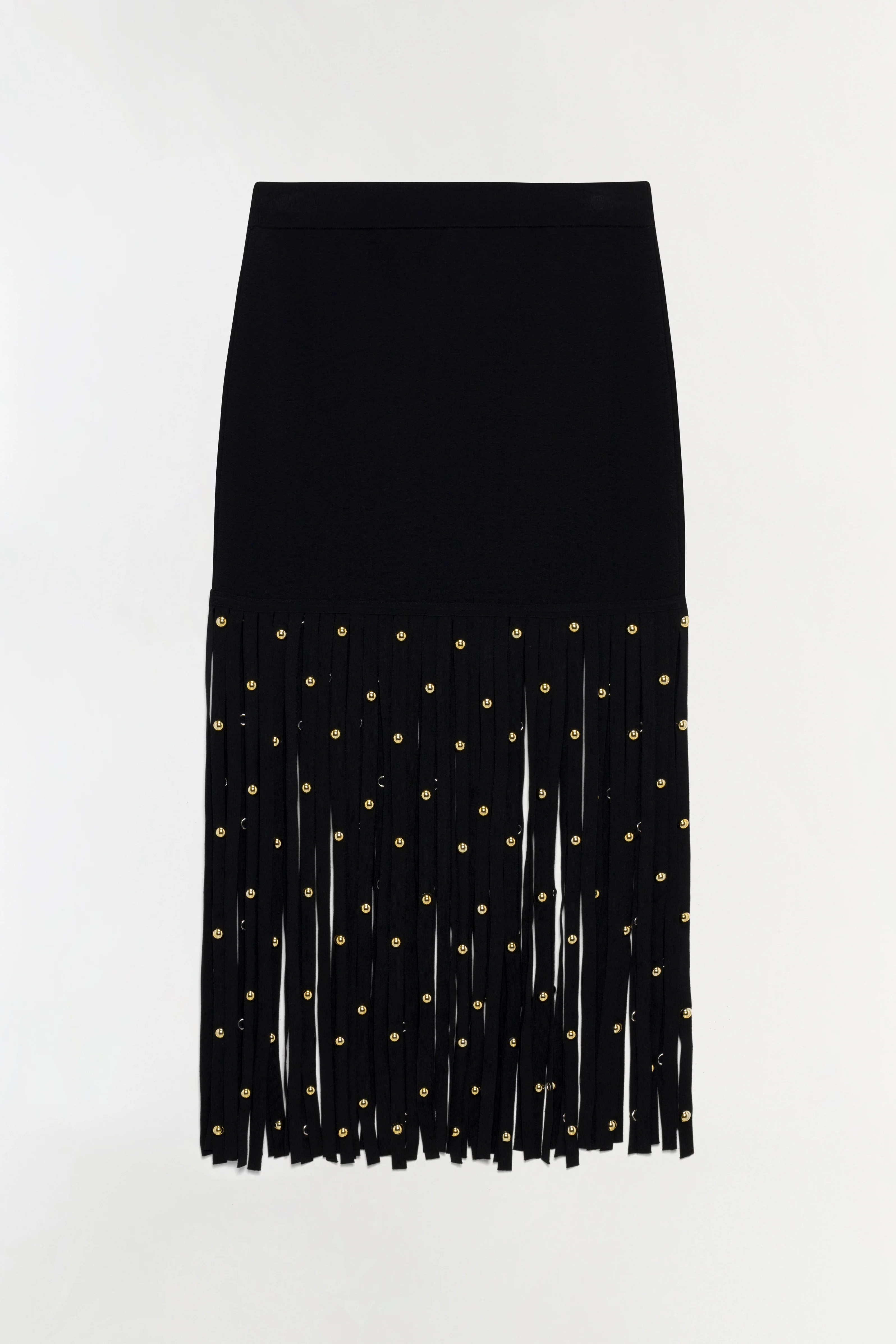 SIMKHAI Women's Melva Knit Embellished Midi Skirt in Black, Size Large | Simkhai