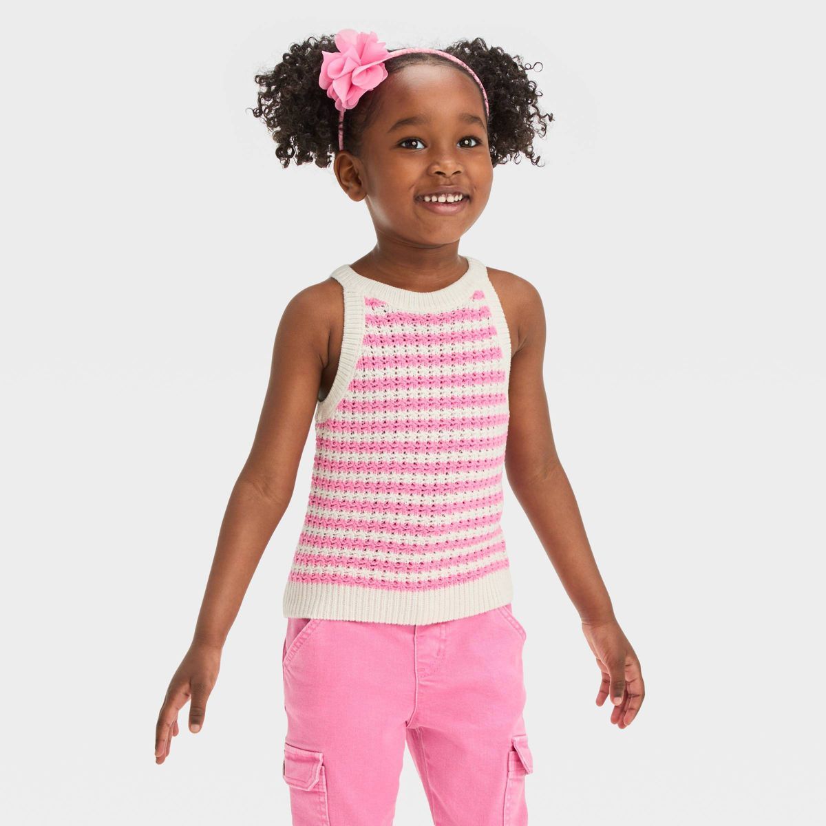 Toddler Girls' Striped Sweater Vest - Cat & Jack™ Pink 12M | Target