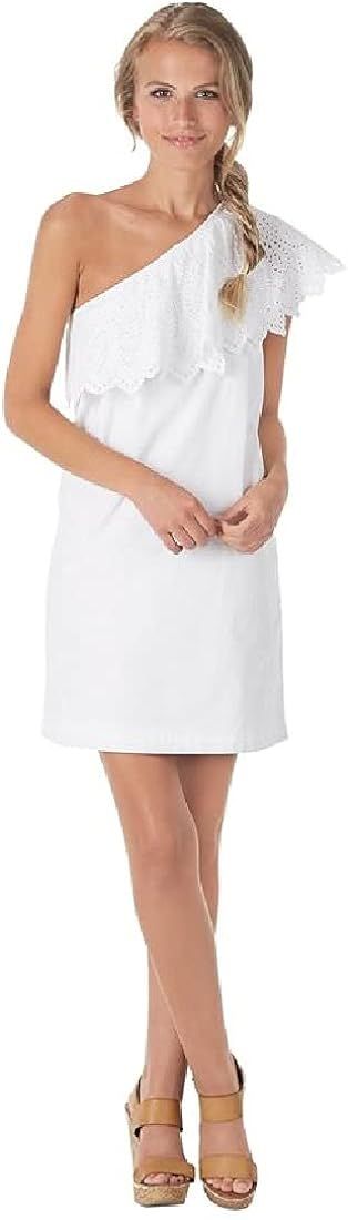 Mud Pie Women's Cotton Poplin One-Shoulder Dress White | Amazon (US)