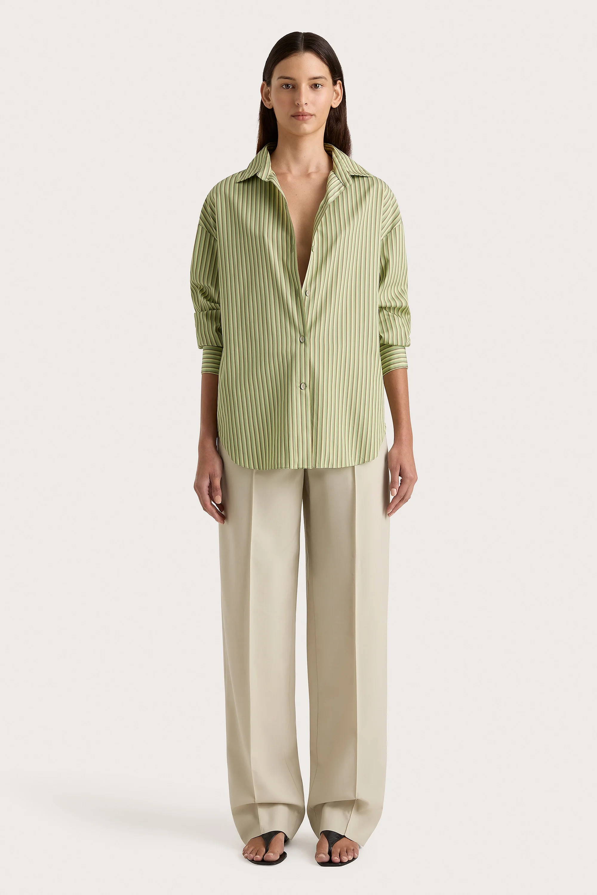 Freja Shirt Green Stripe, M / GREEN STRIPE | Faithfull (AU)