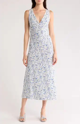 Ceara Plunge Neck Midi Dress | Nordstrom