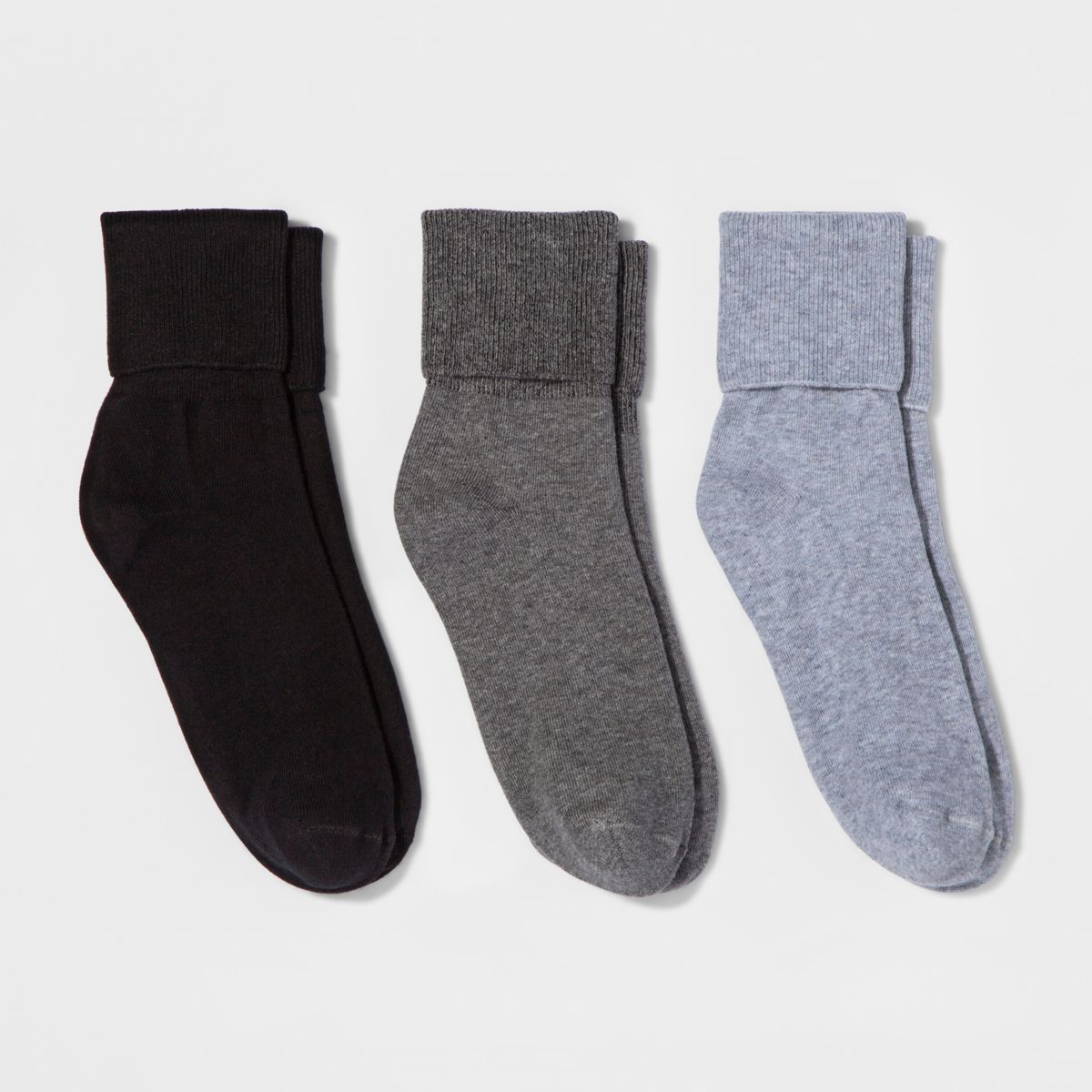 Women's Mary Jane Fold Over Cuff 3pk Crew Socks - A New Day™ Heather 4-10 | Target