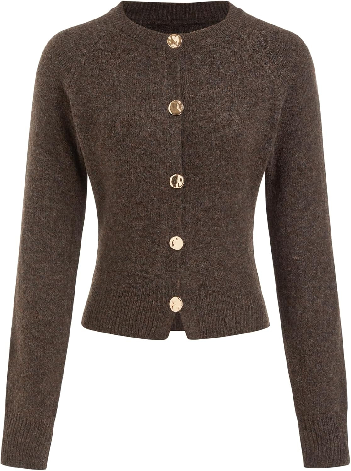 CIDER Women's Knit Cardigan Round Neck Metal Button Long Sleeve | Amazon (US)