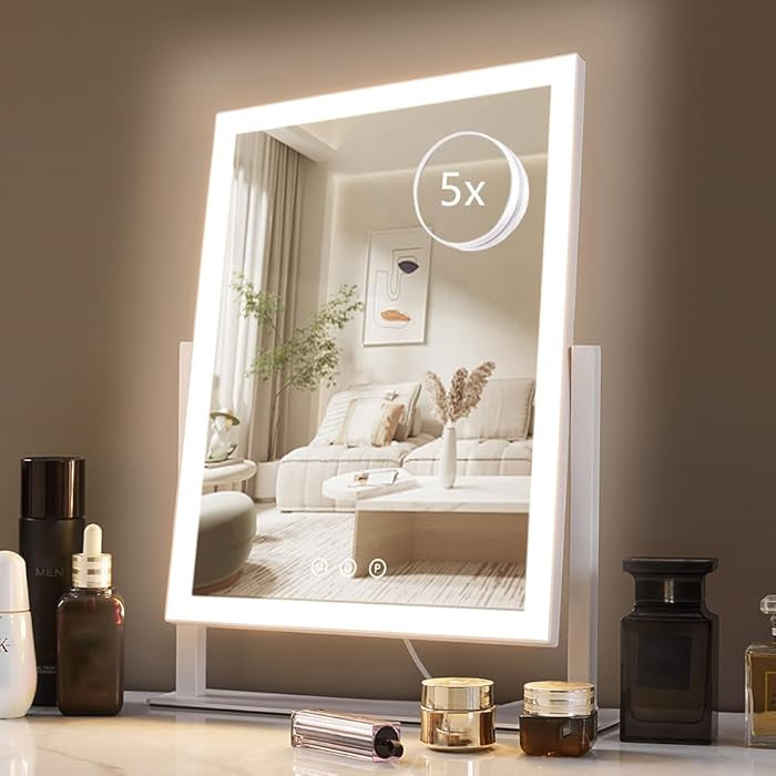 HIEEY Lighted Makeup Mirror, 17.3" x 13" Hollywood Vanity Mirror with Lights, Three Color Lightin... | Amazon (US)