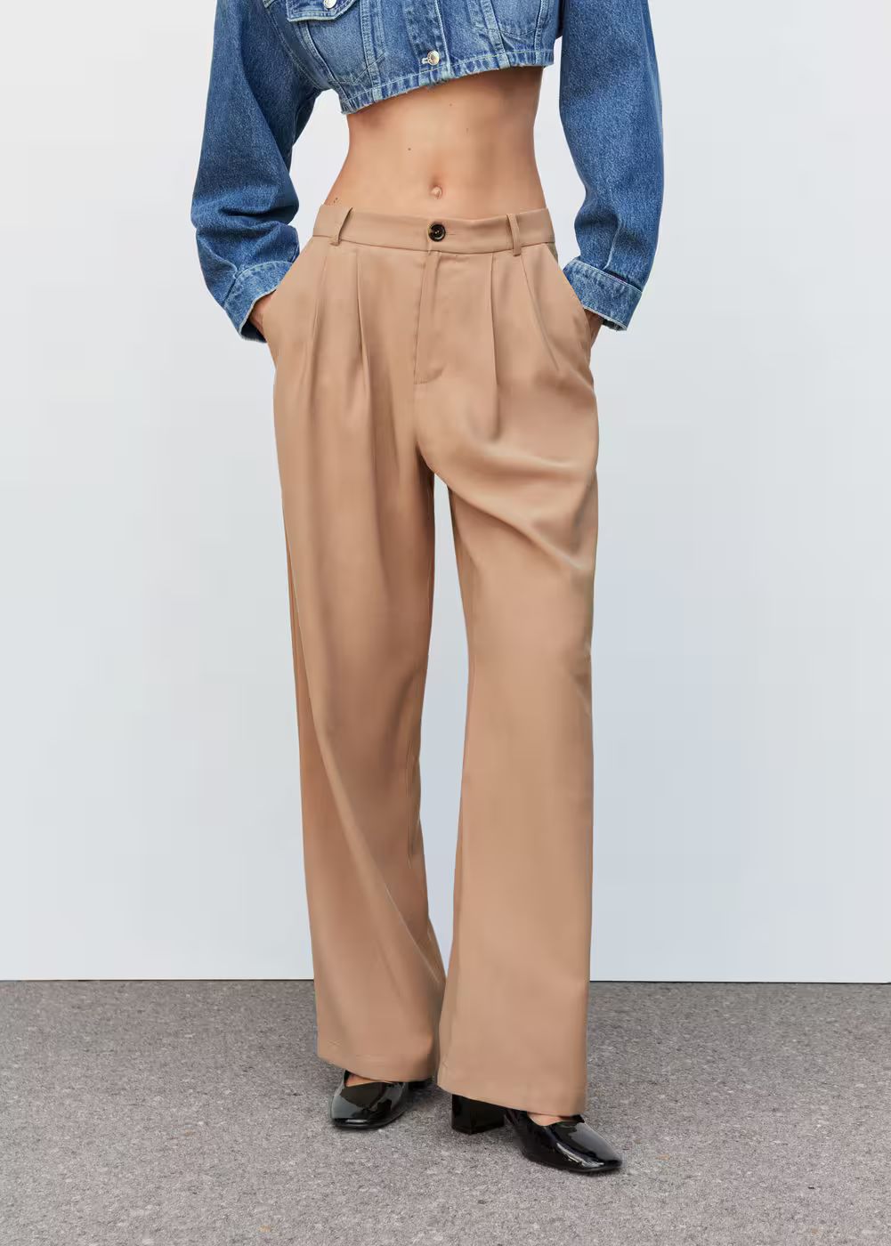 Wideleg pleated pants -  Women | Mango USA | MANGO (US)