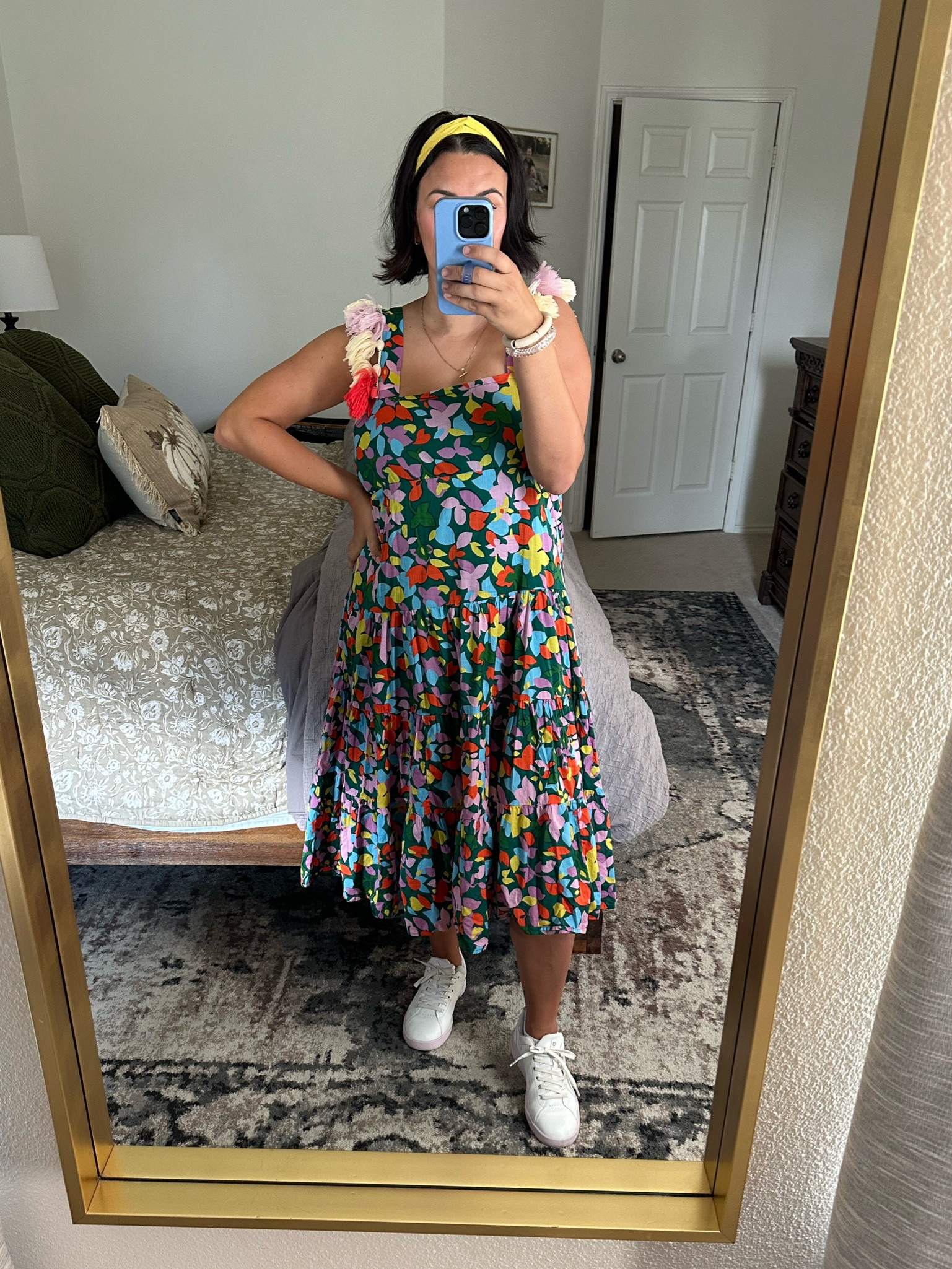 Jcrew dress - sharing similar! Mine is years old 
White sneakers - tts 
Headband 

#LTKshoecrush #LTKfindsunder100 #LTKworkwear