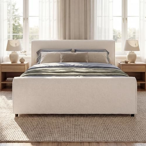 Christopher Knight Home Chovy Boucle Upholstered King Bed Frame and Headboard with Footboard, Mod... | Amazon (US)