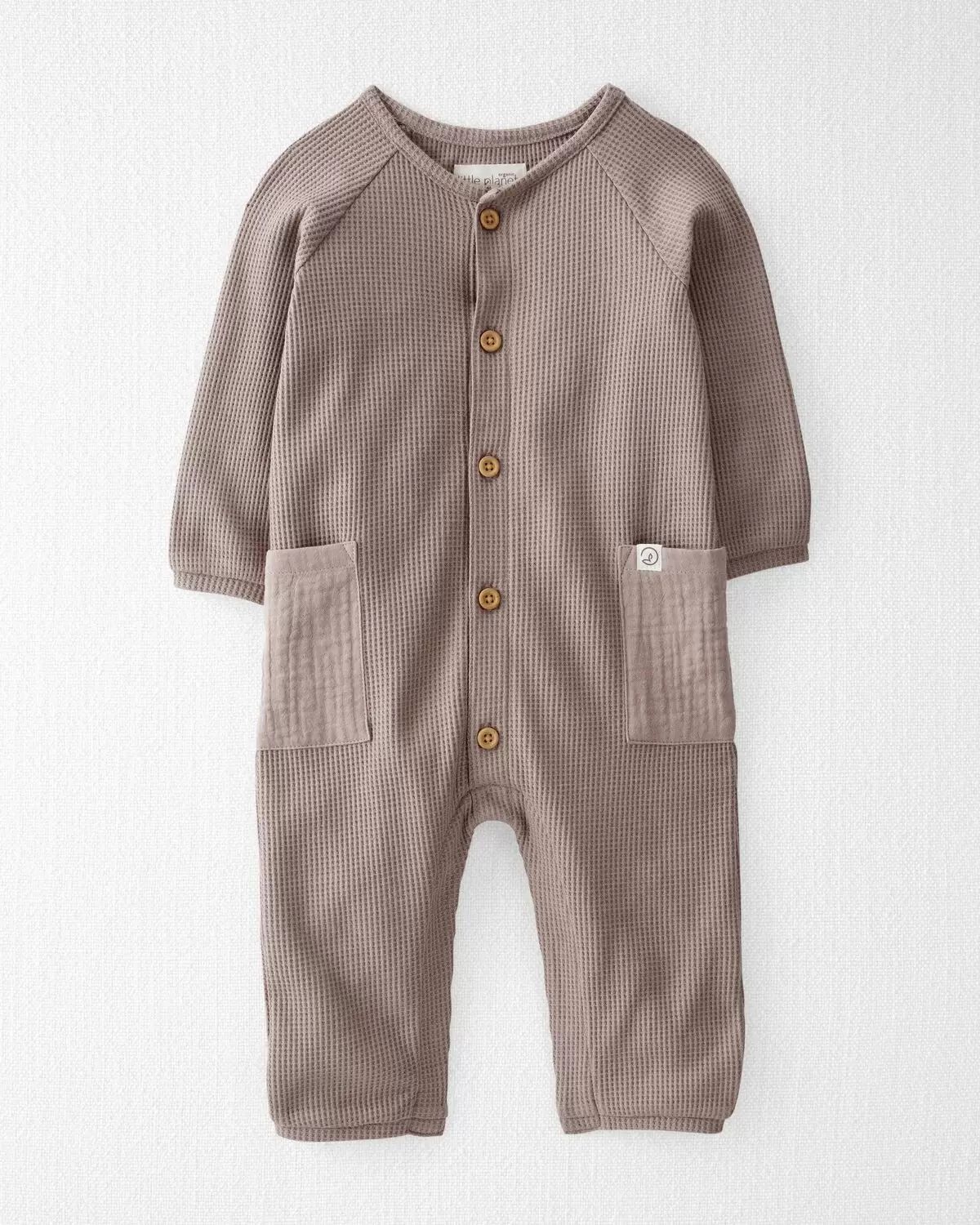 Washed Taupe Baby Waffle Knit Jumpsuit Made With Organic Cotton in Taupe | carters.com | Carter's