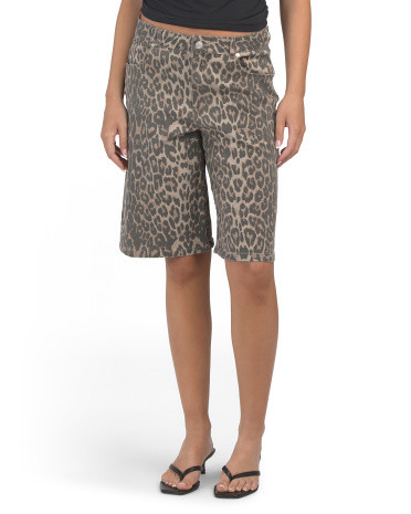 Leopard Printed Bermuda Shorts for Women | Spandex/Cotton | Marshalls