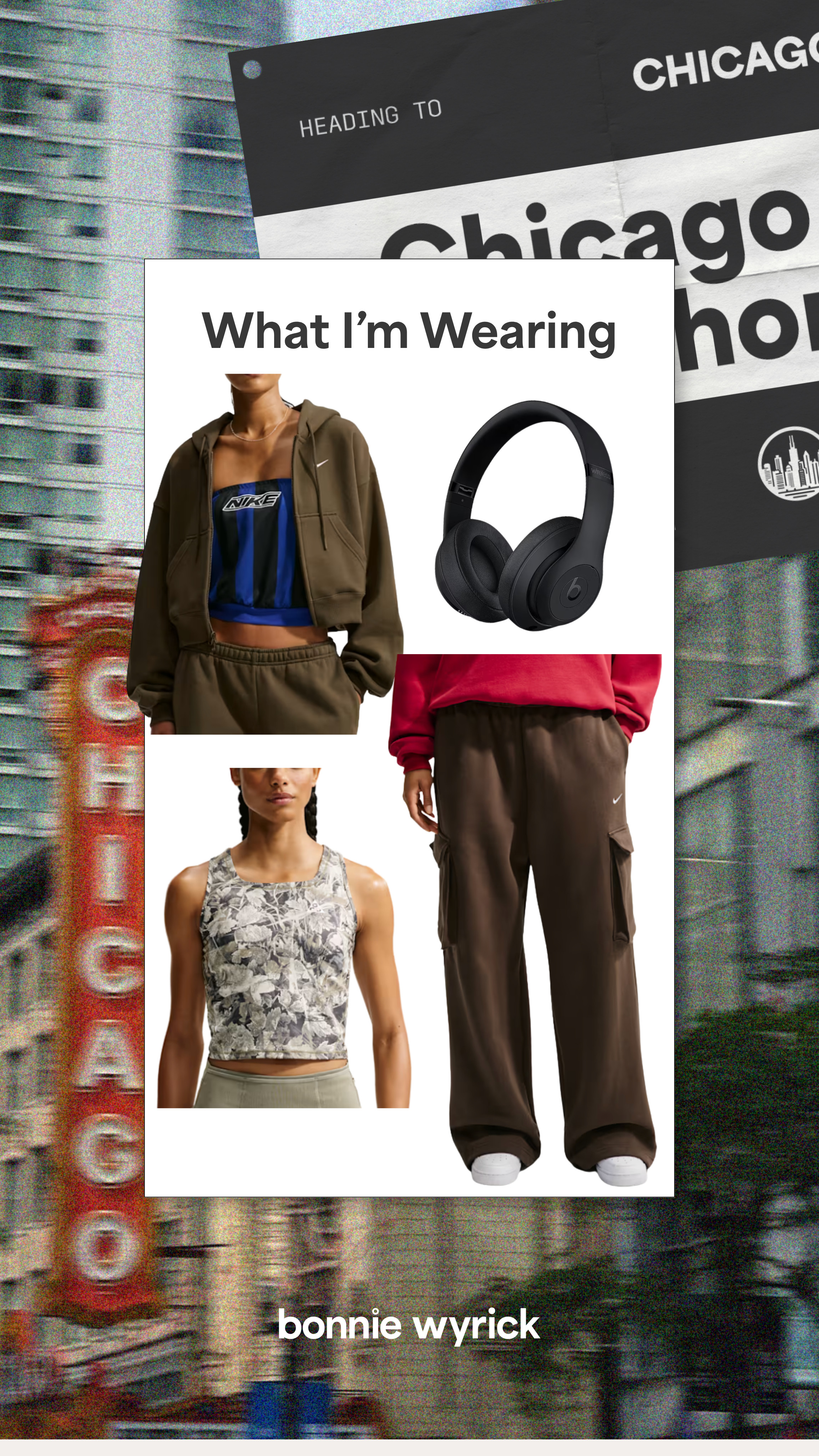 What I wore for the Chicago marathon - travel ootd! travel look, comfy travel day, nike cargo pants, nike zip up, camo tank 

 #LTKSeasonal #LTKMidsize