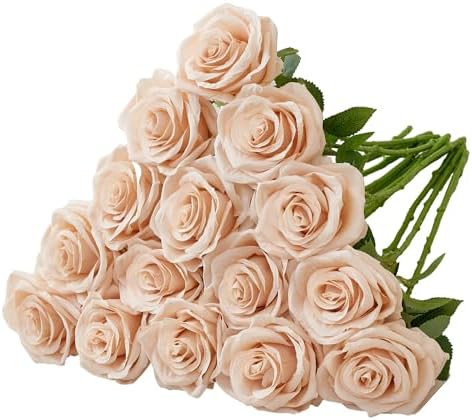 Amazon.com: Carlita‘s Blooms 15pcs Fake Roses Artificial Silk Flowers Faux Rose Flower Long Ste... | Amazon (US)