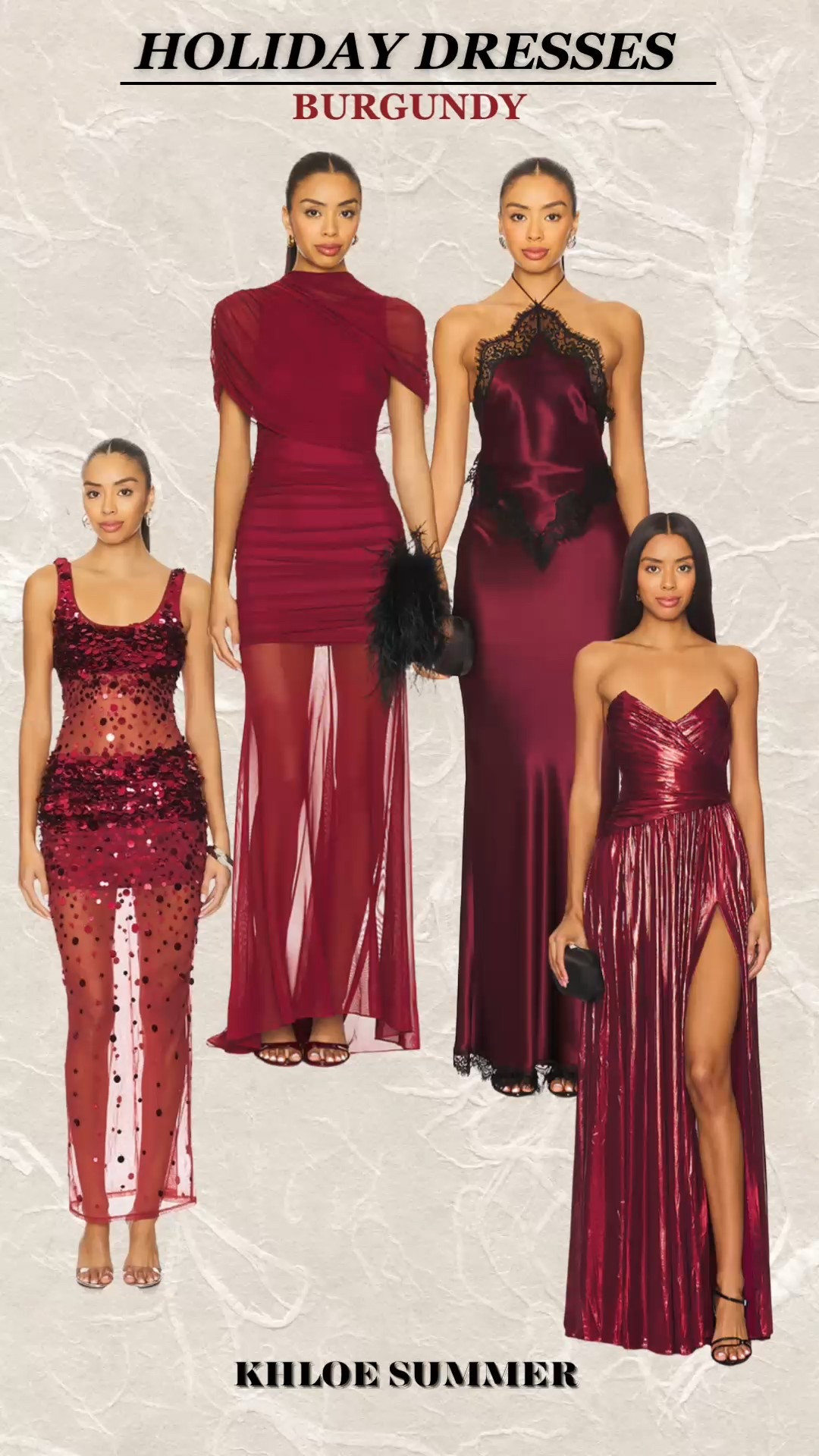 Burgundy Holiday Dresses, literally giving showstopper. Company party, NYE, they are absolutely stunning! 

#LTKSeasonal #LTKHoliday #LTKStyleTip
