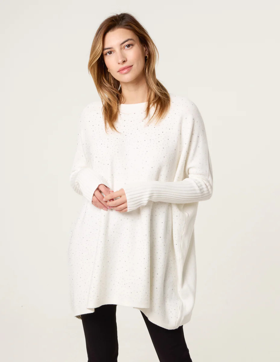 Ivory | Scattered Embellished Knit Jumper | Blue Vanilla | Blue Vanilla