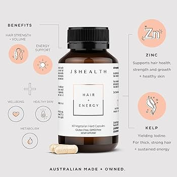 JSHealth Vitamins Hair and Energy Formula Hair Growth Vitamins | Hair Vitamins for Women and Men ... | Amazon (US)