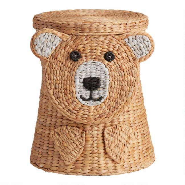 Natural Hyacinth Bear Buddy Basket with Lid | World Market