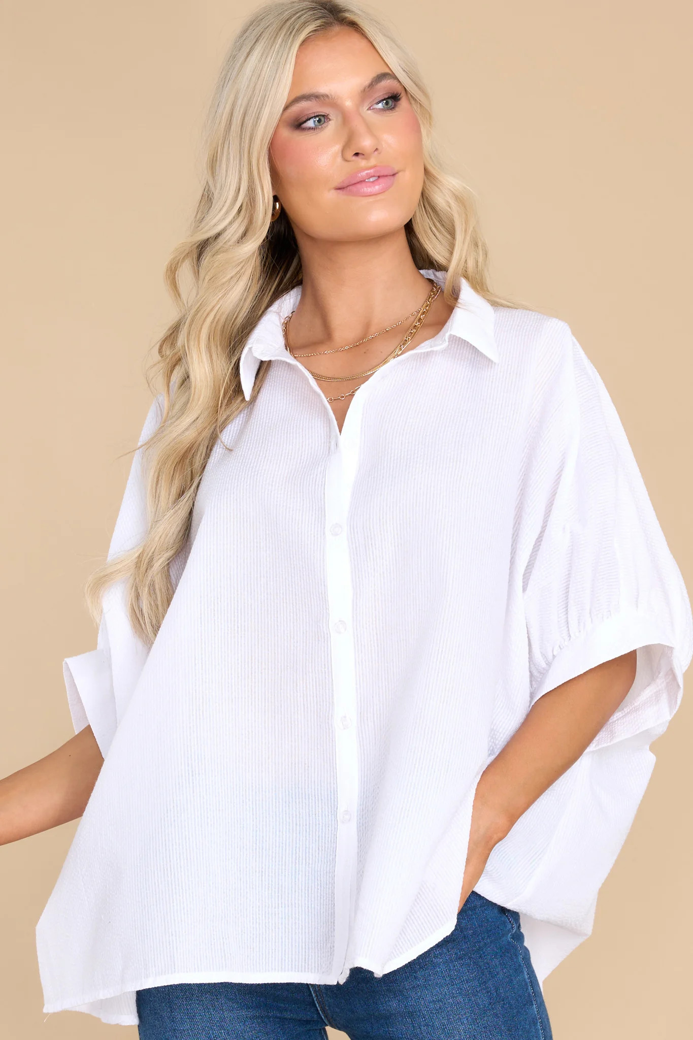 A Simple Moment White Top | Red Dress 