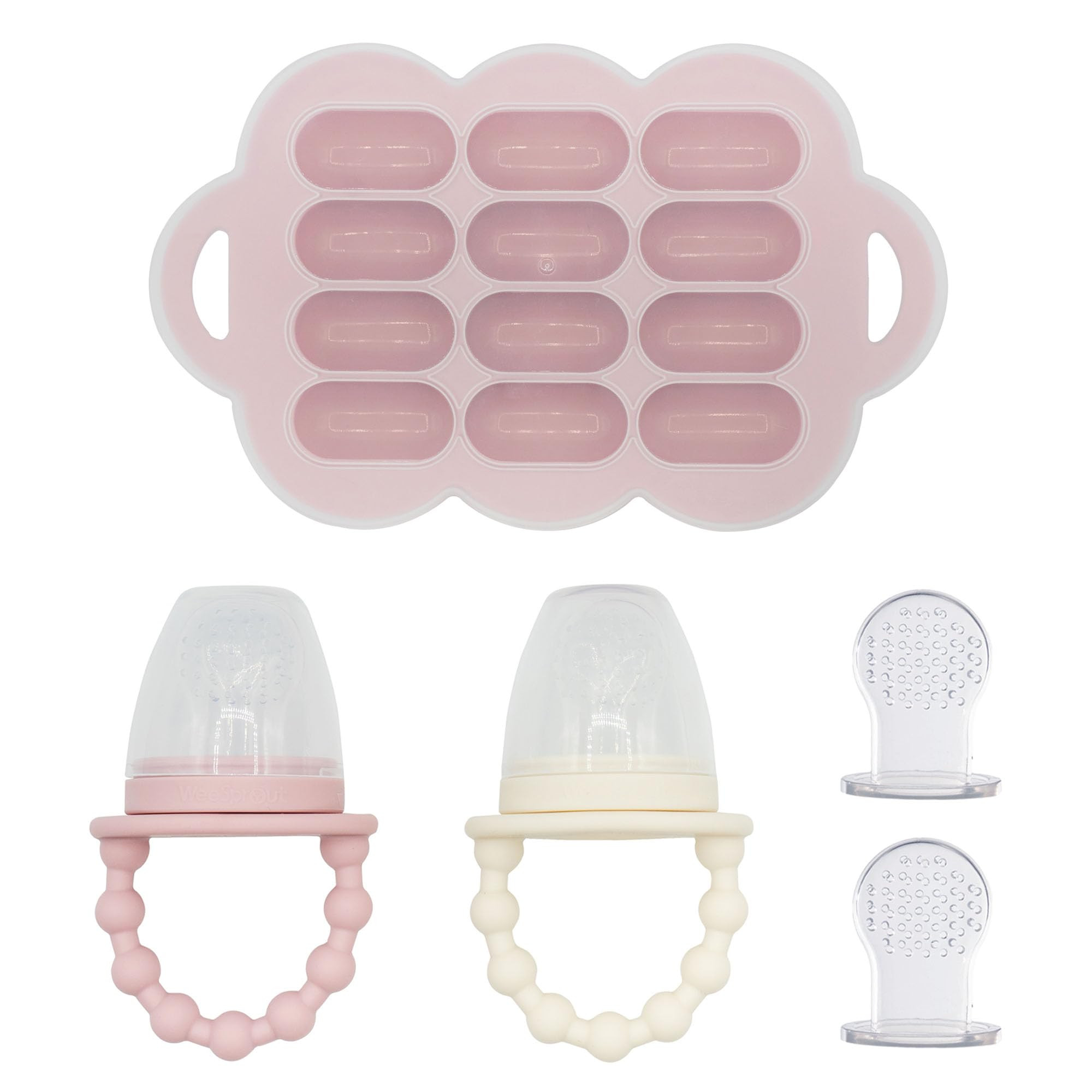 WeeSprout Baby Food Feeder Set - 2 Silicone Feeders & Reusable Freezer Tray with Lid - BPA-Free Fresh Fruit & Veggie Pacifier for Babies & Toddlers - Double as Teething Toys - Dishwasher Safe | Amazon (US)