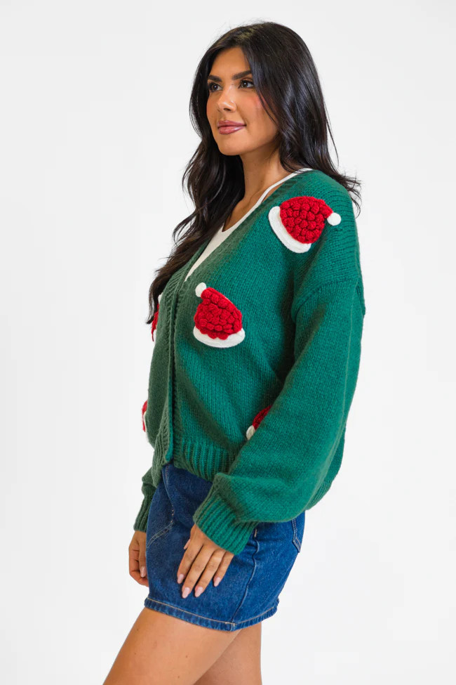 Ole Saint Nick Green Santa Hat Cardigan | Pink Lily