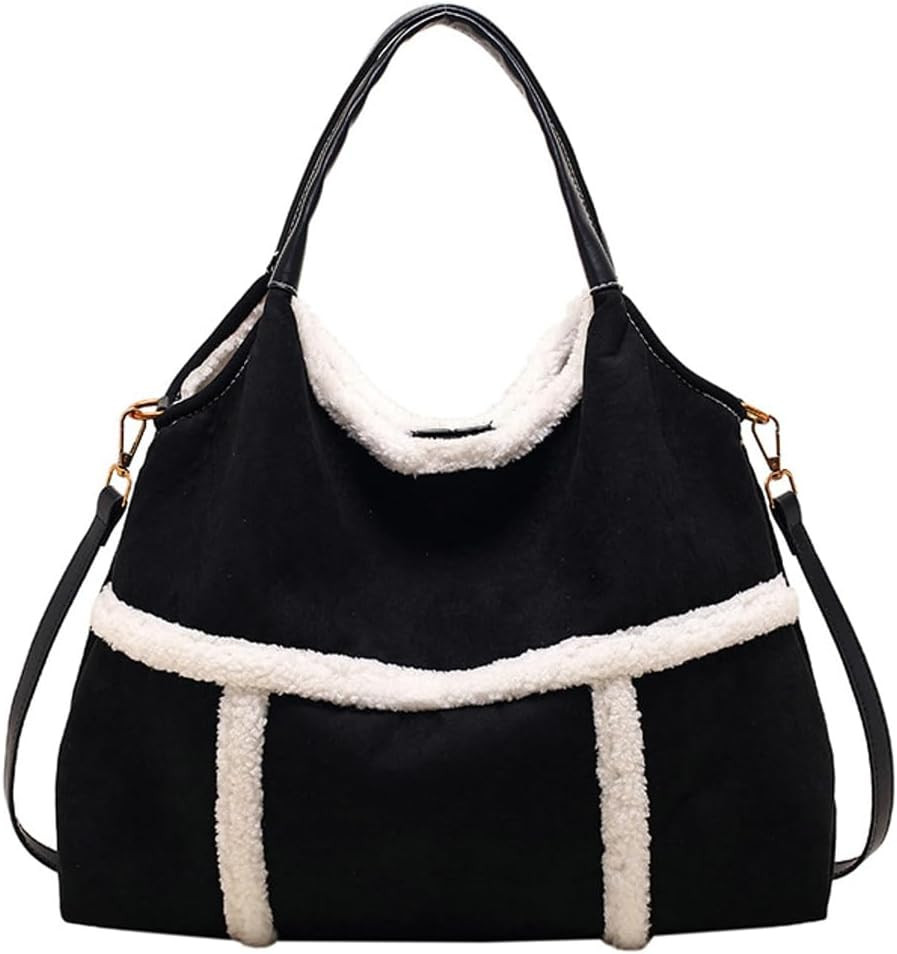 Large Tote Bag for Women Suede Crossbody Shoulder Purse Top Handle Handbag with Faux Lamb Wool Lined Work Travel Purse | Amazon (US)
