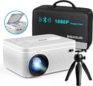 BIGASUO HD 9000L Bluetooth Projector Built in DVD Player, Mini Projector 1080P and 250”Supporte... | Amazon (US)