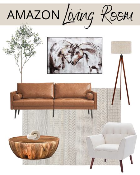 Living room furniture, accent rug, sofa, floor lamp, accent chair, coffee table, wall art, faux olive tree, wood knot decor 

#LTKStyleTip #LTKSeasonal #LTKHome