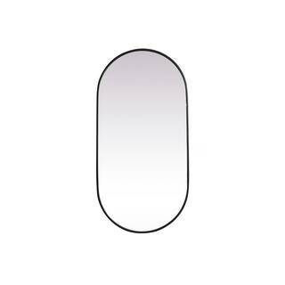 Timeless Home 24 in. W x 48 in. H x Modern Metal Framed Oval Black Mirror | The Home Depot