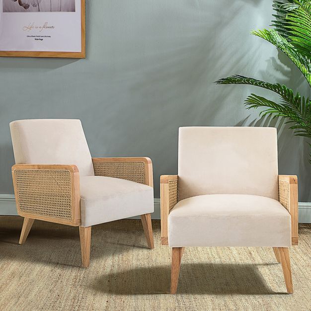 Chloé Cane Accent Chair Living Room Arm Chair Set of 2 | Karat Home | Target