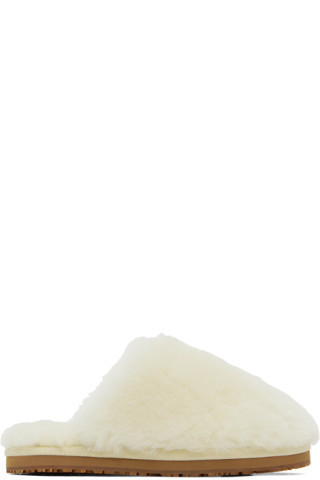 Off-White Shearling Slippers | SSENSE