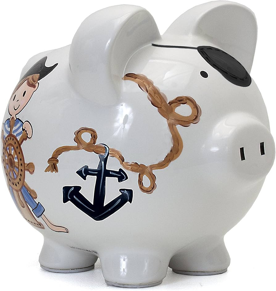 Child to Cherish Ceramic Piggy Bank for Boys, Pirate | Amazon (US)