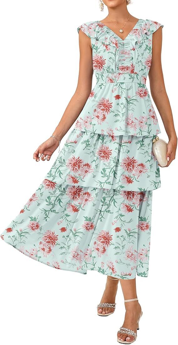 GRACE KARIN Women's Summer Spring Floral Maxi Dress 2026 Casual A Line Dresses Flowy Beach Vacati... | Amazon (US)