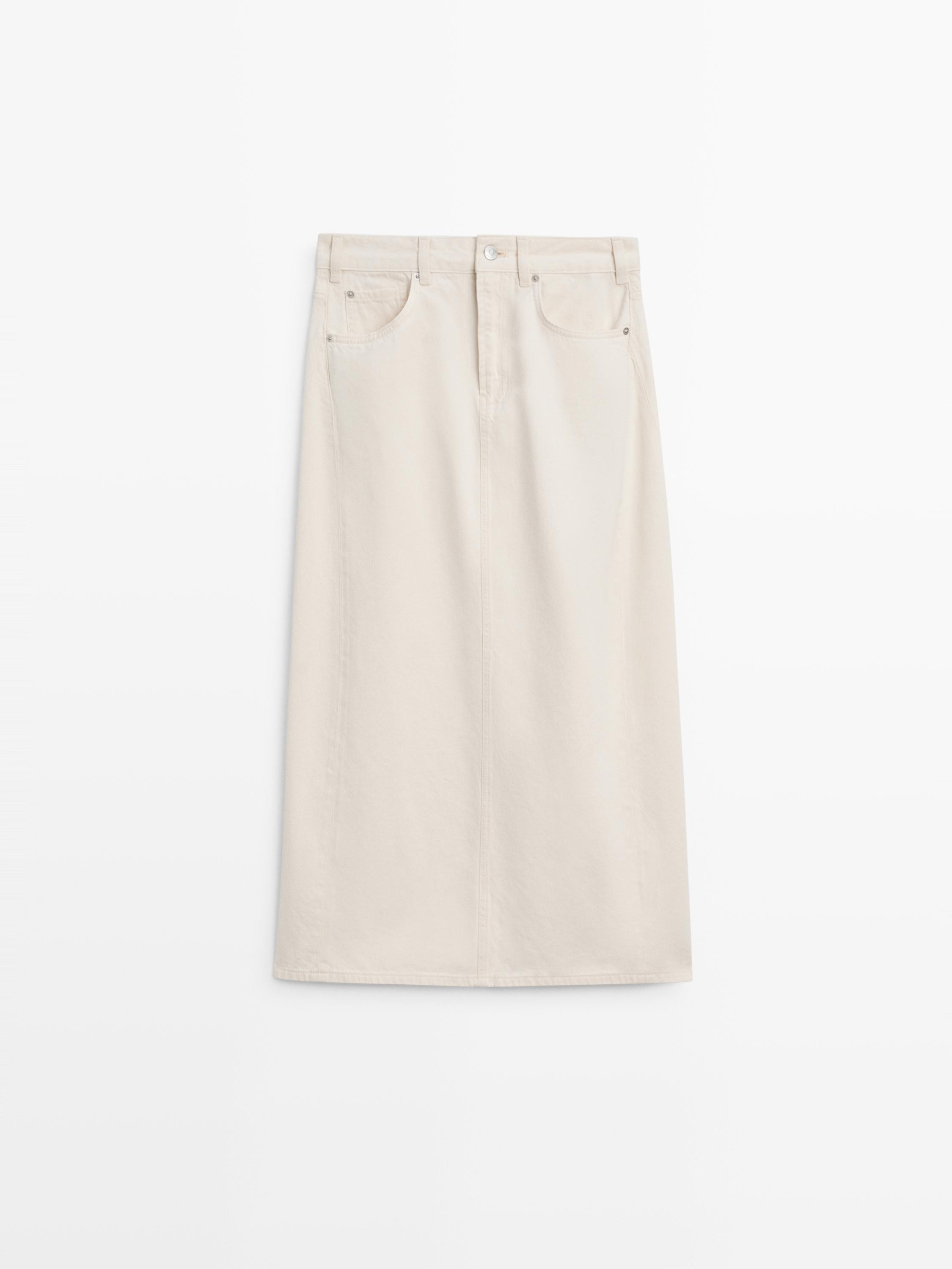 Barrel fit denim midi skirt | Massimo Dutti US