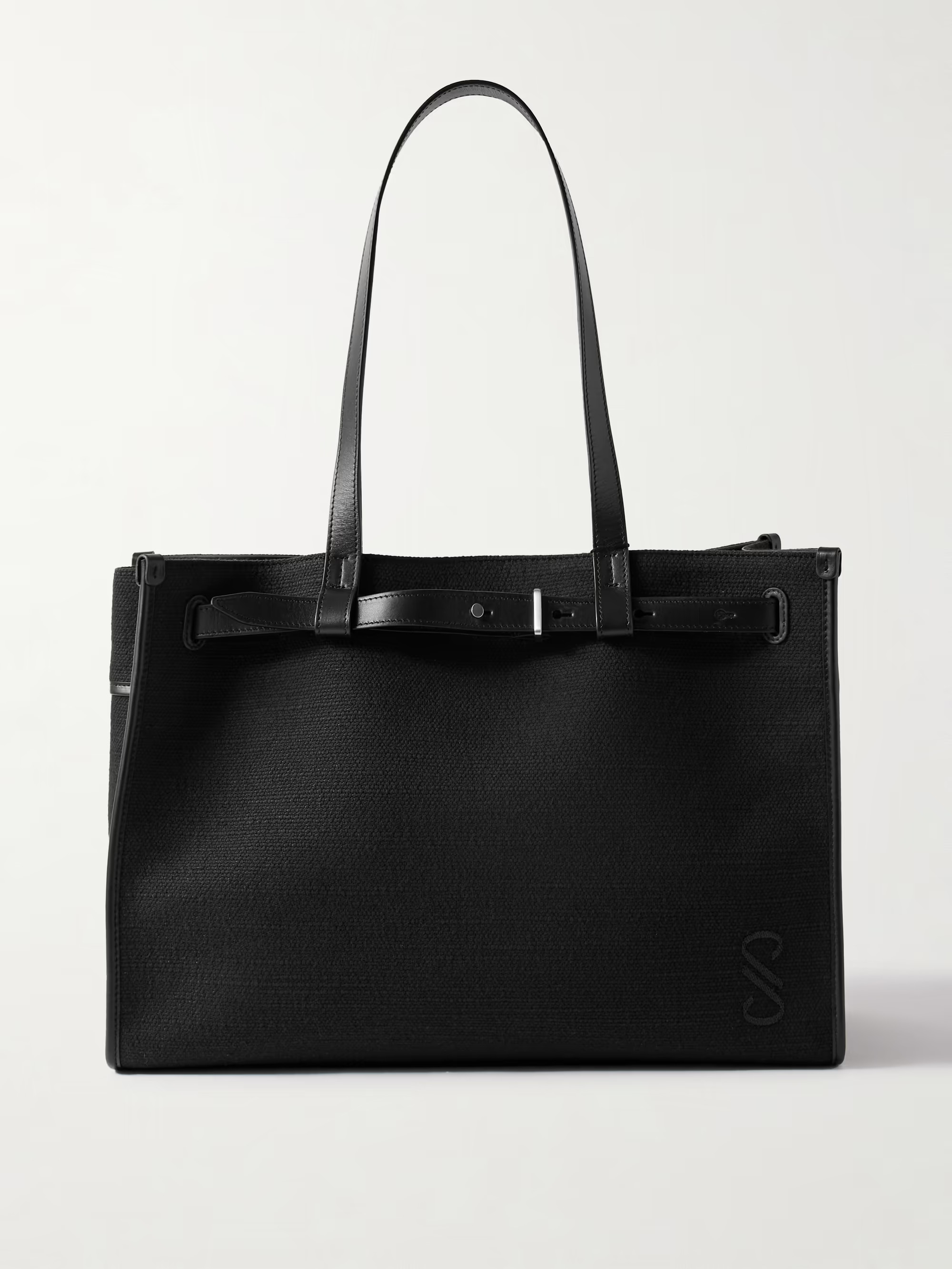 Buckled leather-trimmed embroidered cotton-canvas tote | NET-A-PORTER (US)