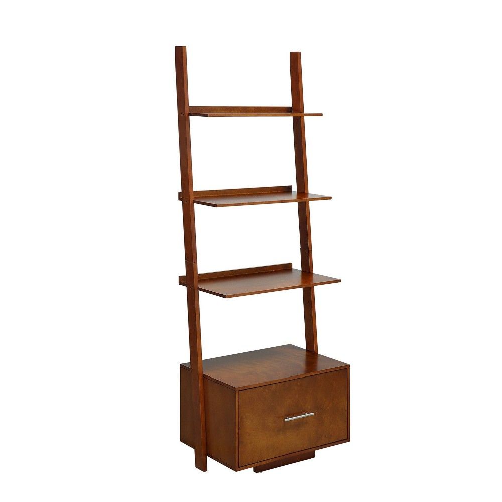 Johar 69"" American Heritage Ladder Bookcase With File Drawer Cherry Red | Target