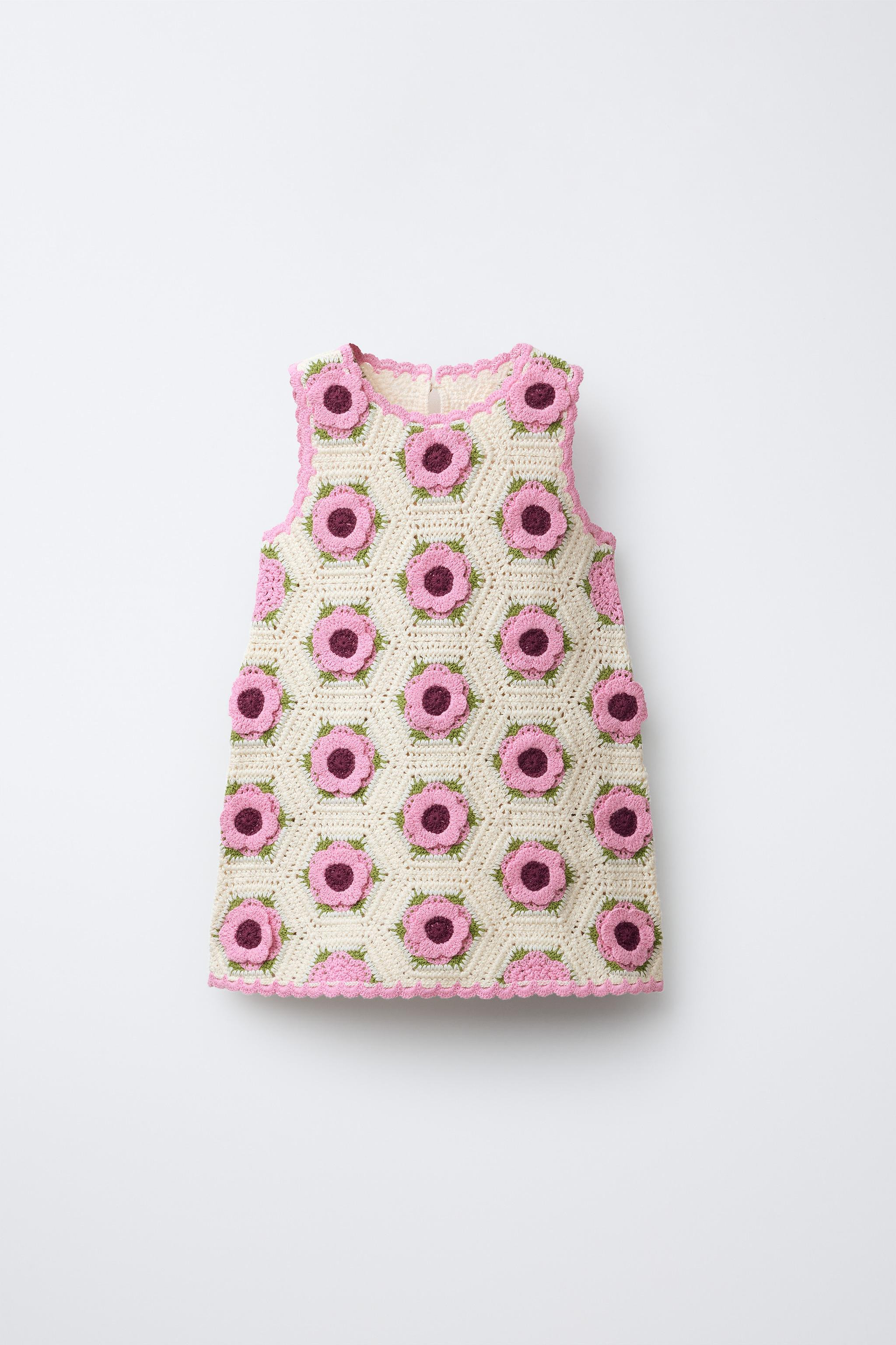 CROCHET KNIT FLORAL DRESS | Zara US