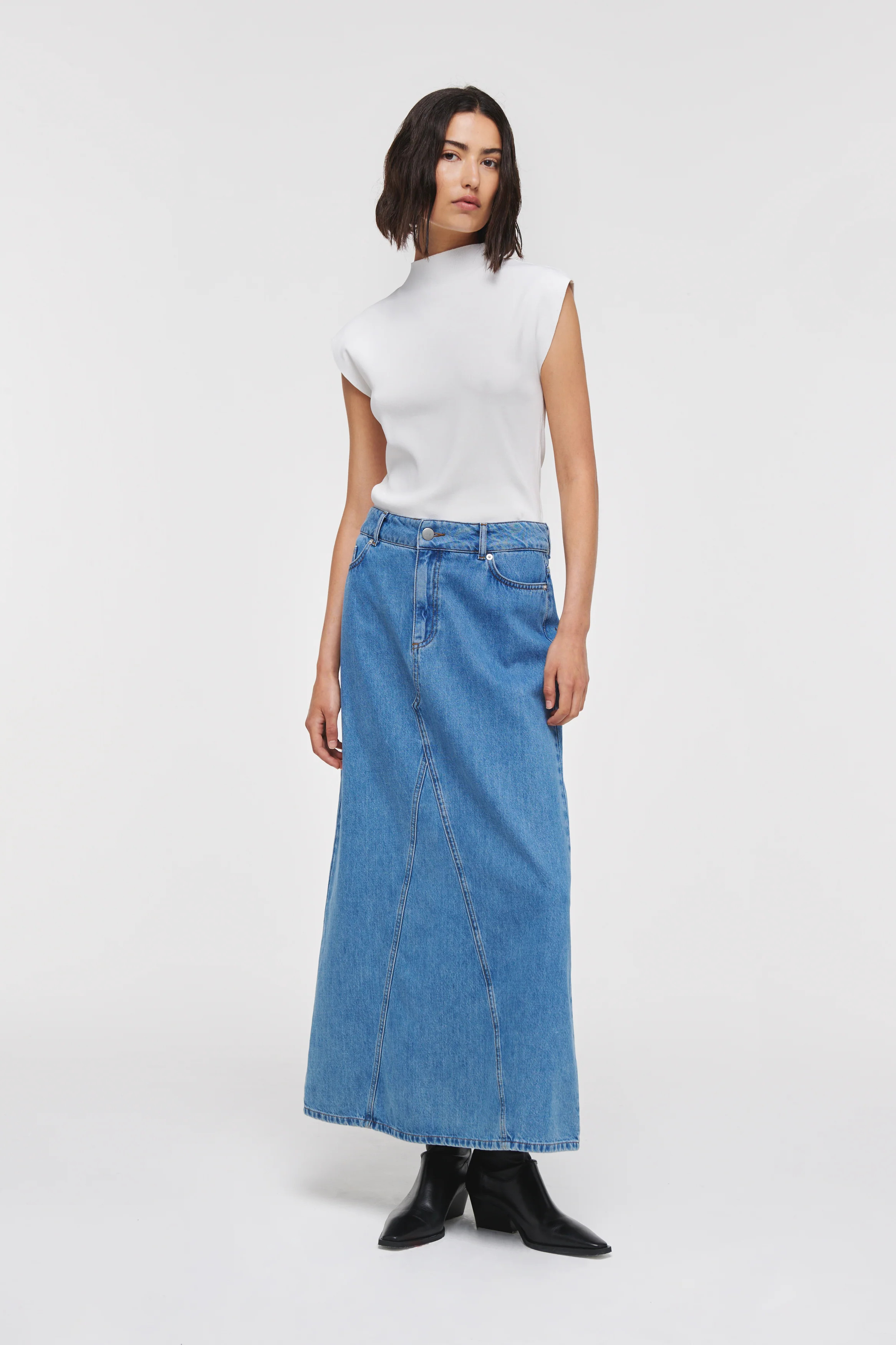 Justine | Denim Maxi Skirt in Light Wash | ALIGNE | Aligne UK