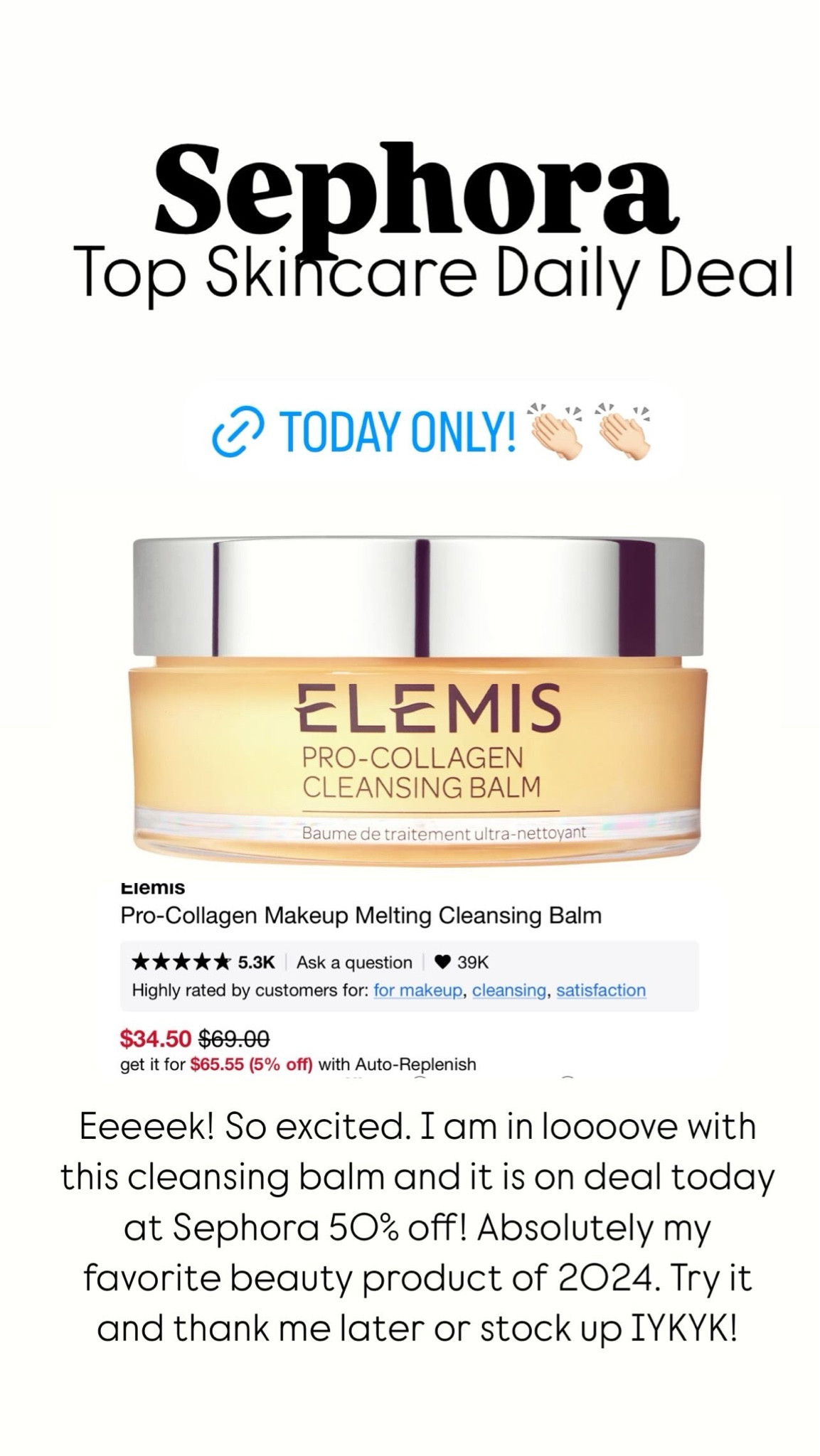 Elemis Cleansing Balm 50% off today only!! 