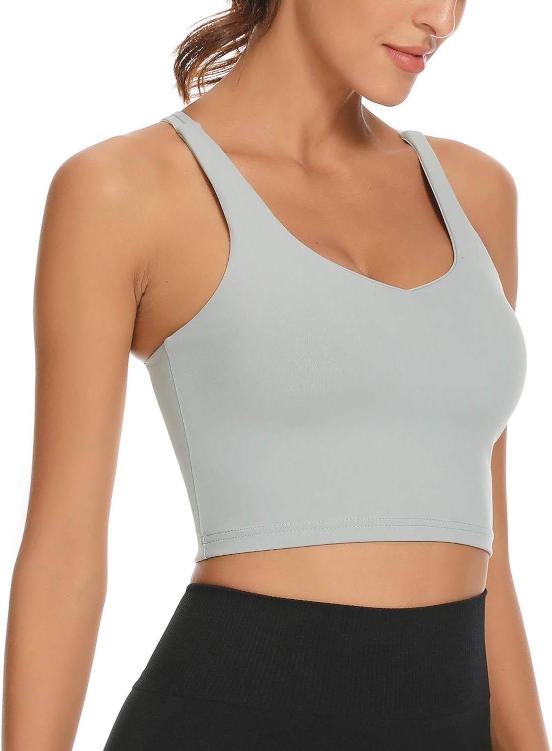 OVESPORT Sports Bra for Women Crop Tops Strappy Back Women Tank Tops Bulid in Bra Workout Light S... | Amazon (US)