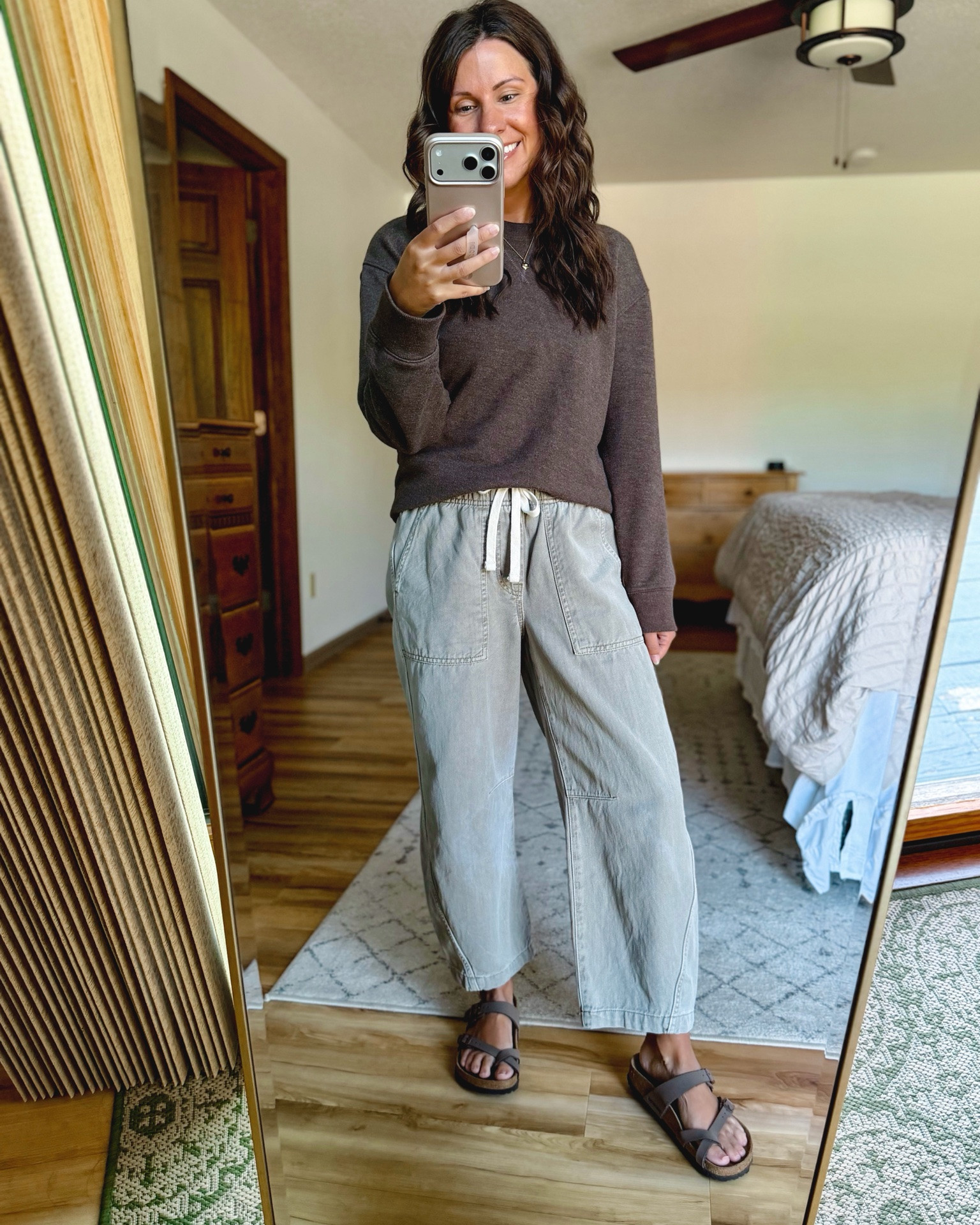 xs in my tank, small in my crenweck sweatshirt (might be sold out at this point so I linked similar ones too) xs petite/short in my pants. My sandals are size 36. 🤎

#LTKPetite #LTKootd #LTKSeasonal