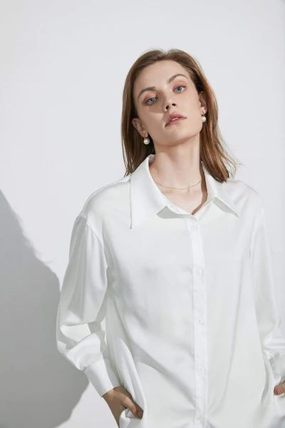 Business Essential Ivory Silky Blouse | J.ING