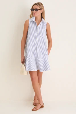 Blue Stripe Sleeveless Callahan Shirt Dress | Tuckernuck (US)