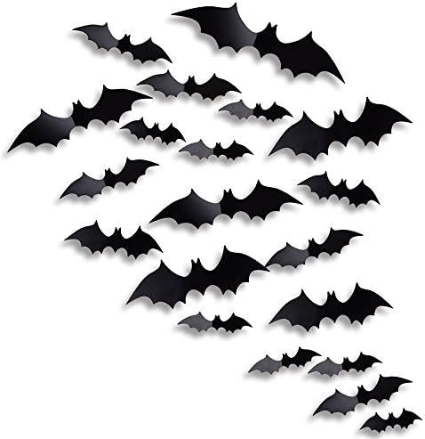 Antner Halloween Party Supplies PVC 3D Bats Removable Decals Stickers Window Decors, 36 Pieces, Blac | Amazon (US)