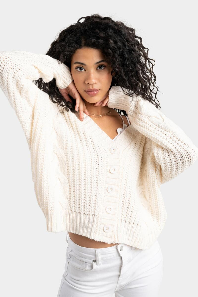 Lexxy Button Cable Knit Cardigan | Francesca’s Collections