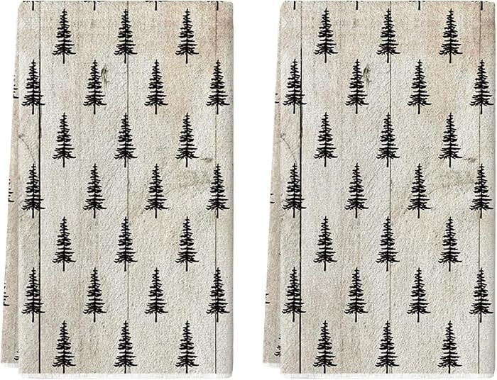 Artoid Mode Wood Xmas Tree Christmas Kitchen Towels Dish Towels, 18x26 Inch Farmhouse Holiday Win... | Amazon (US)