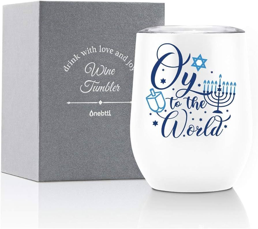 Onebttl Hanukkah Gifts Wine Tumbler for Women Men, Hannukah Gifts 12oz Stainless Steel Coffee Cup... | Amazon (US)