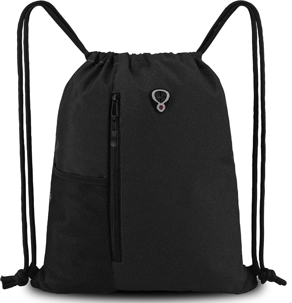 Drawstring Backpack Sports Gym Bag for Women Men Children Large Size with Zipper and Water Bottle... | Amazon (US)